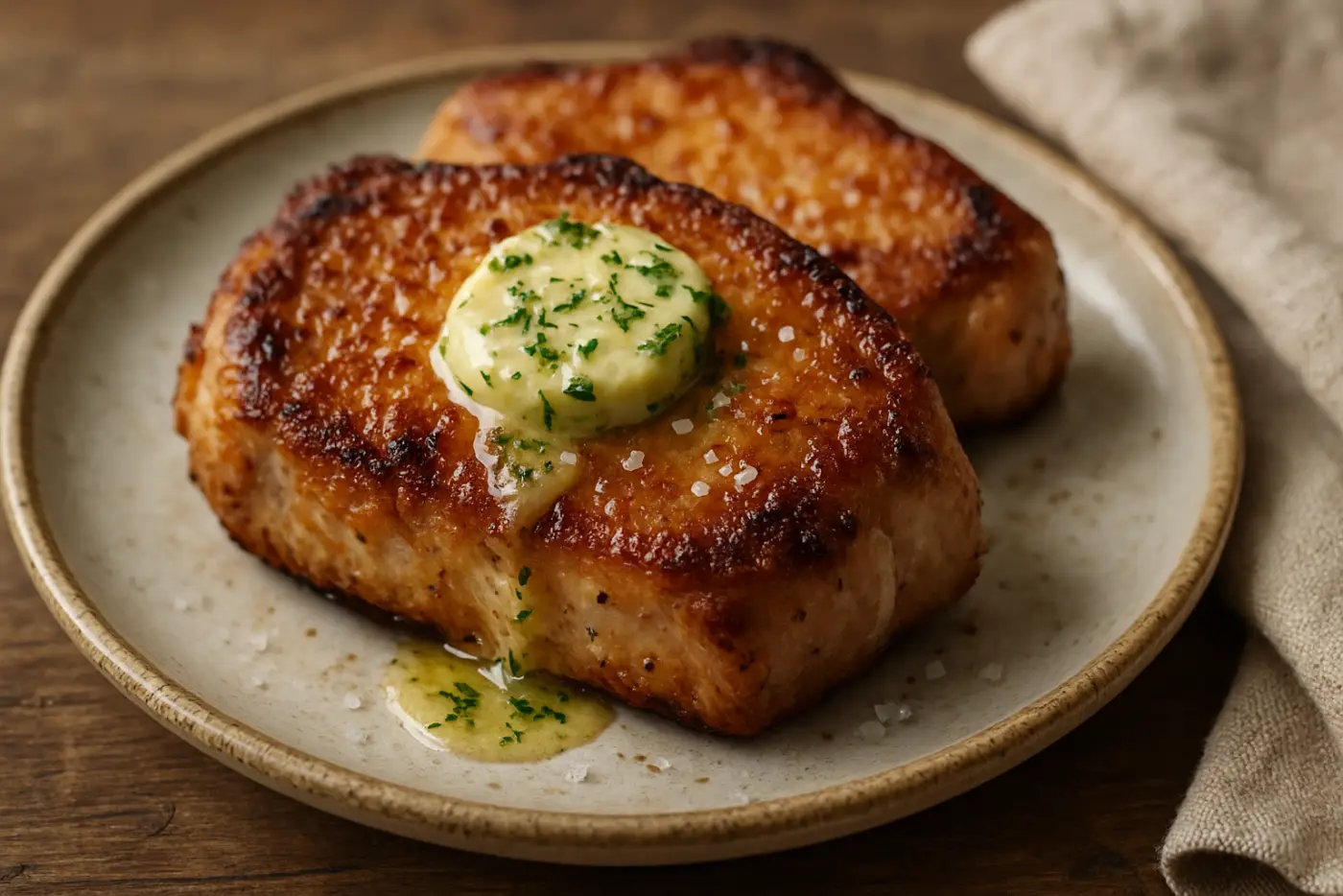 Crispy Air Fryer Pork Chops with Garlic Butter