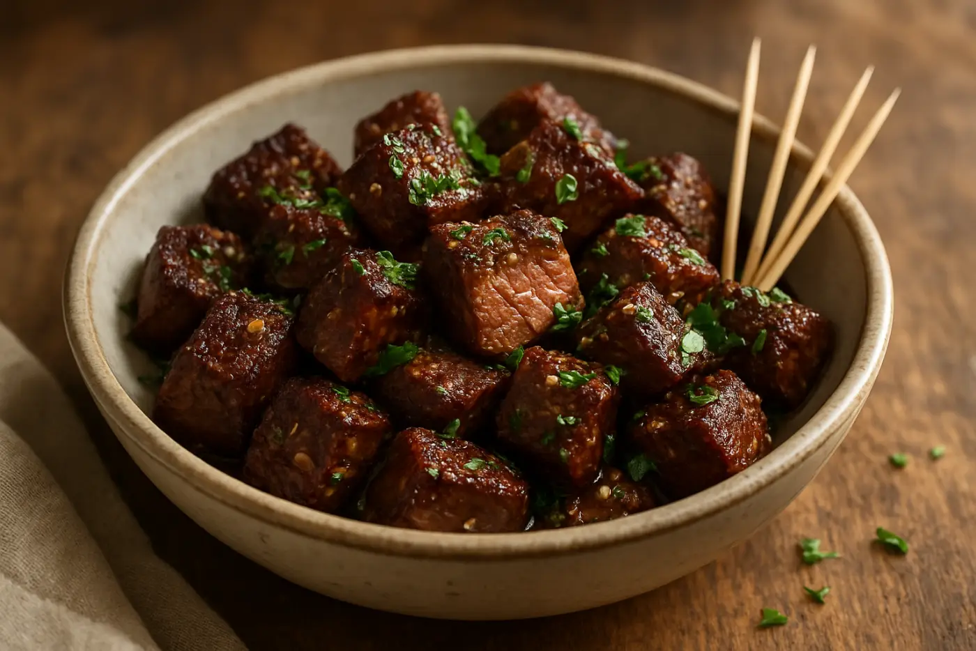 Air Fryer Garlic Butter Steak Bites
