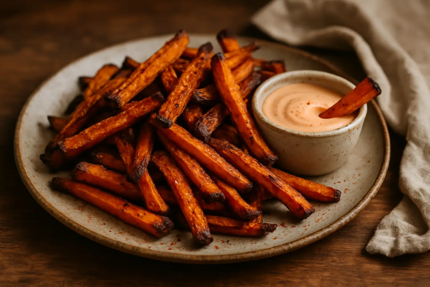 Crispy Air Fryer Sweet Potato Fries with Chipotle Mayo