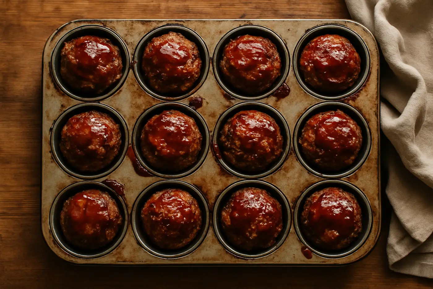 Mini BBQ-Glazed Meatloaf Muffins