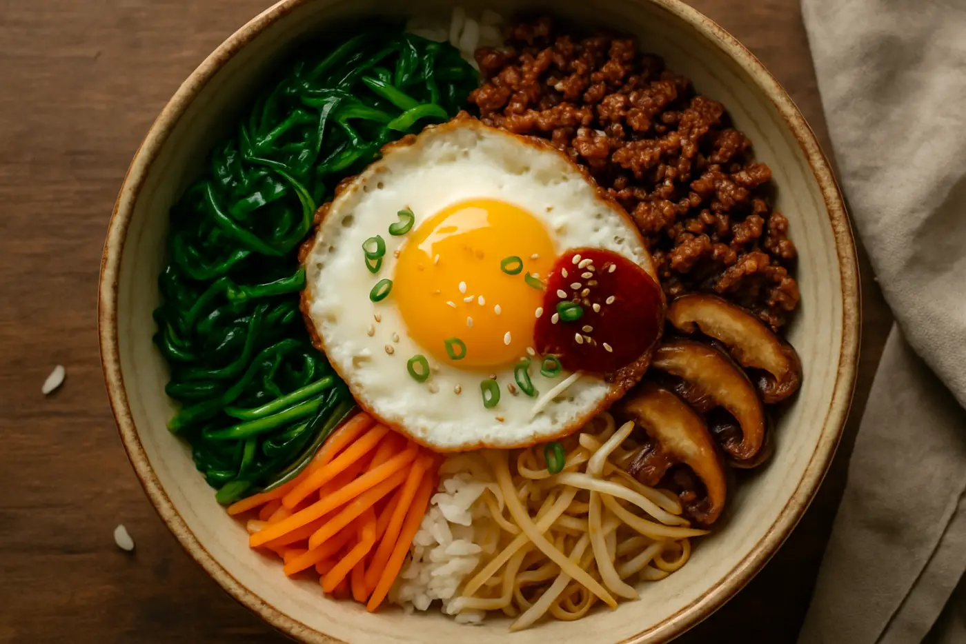 Beef Bibimbap with Gochujang and Fried Egg