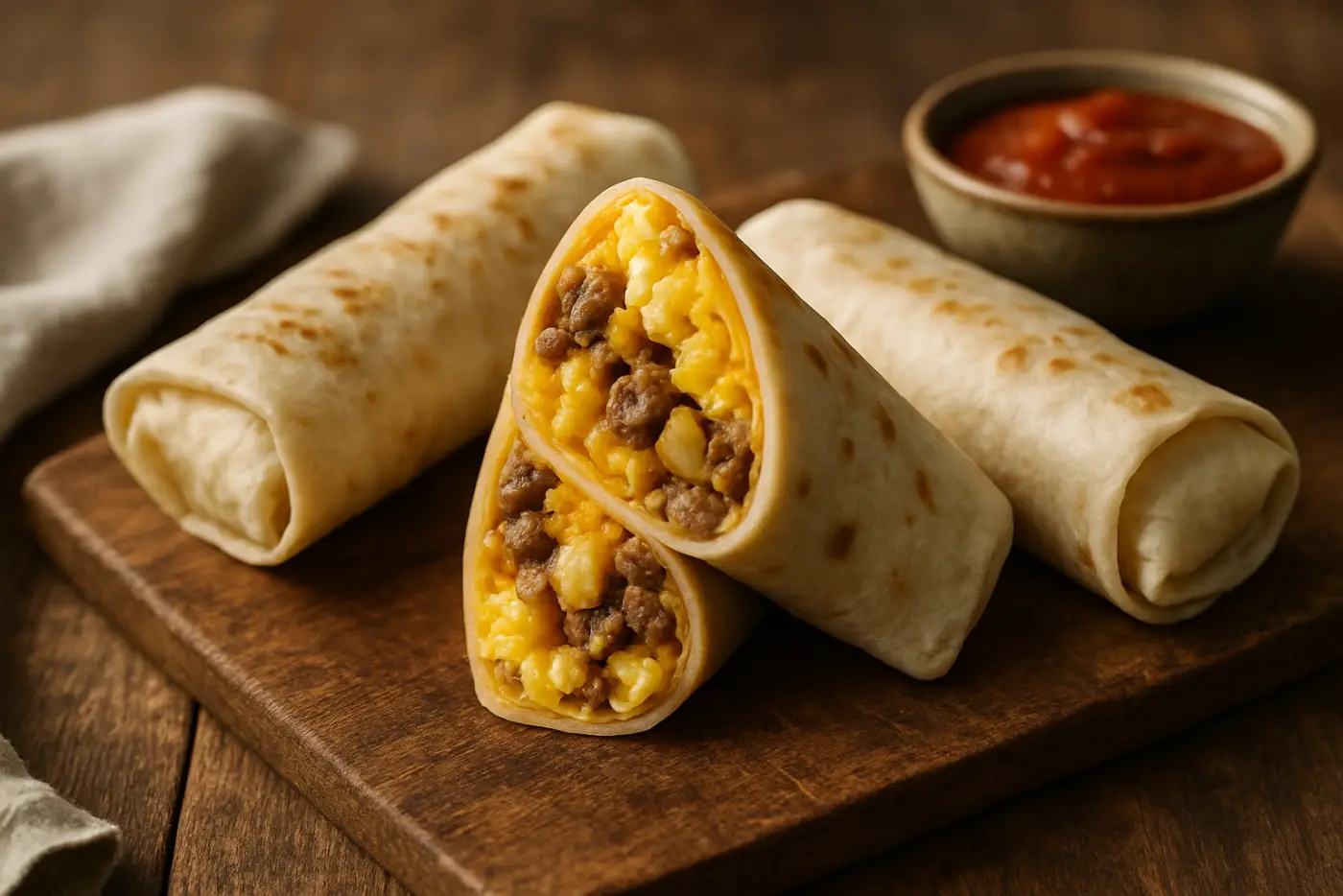 Freezer-Friendly Breakfast Burritos with Sausage and Egg