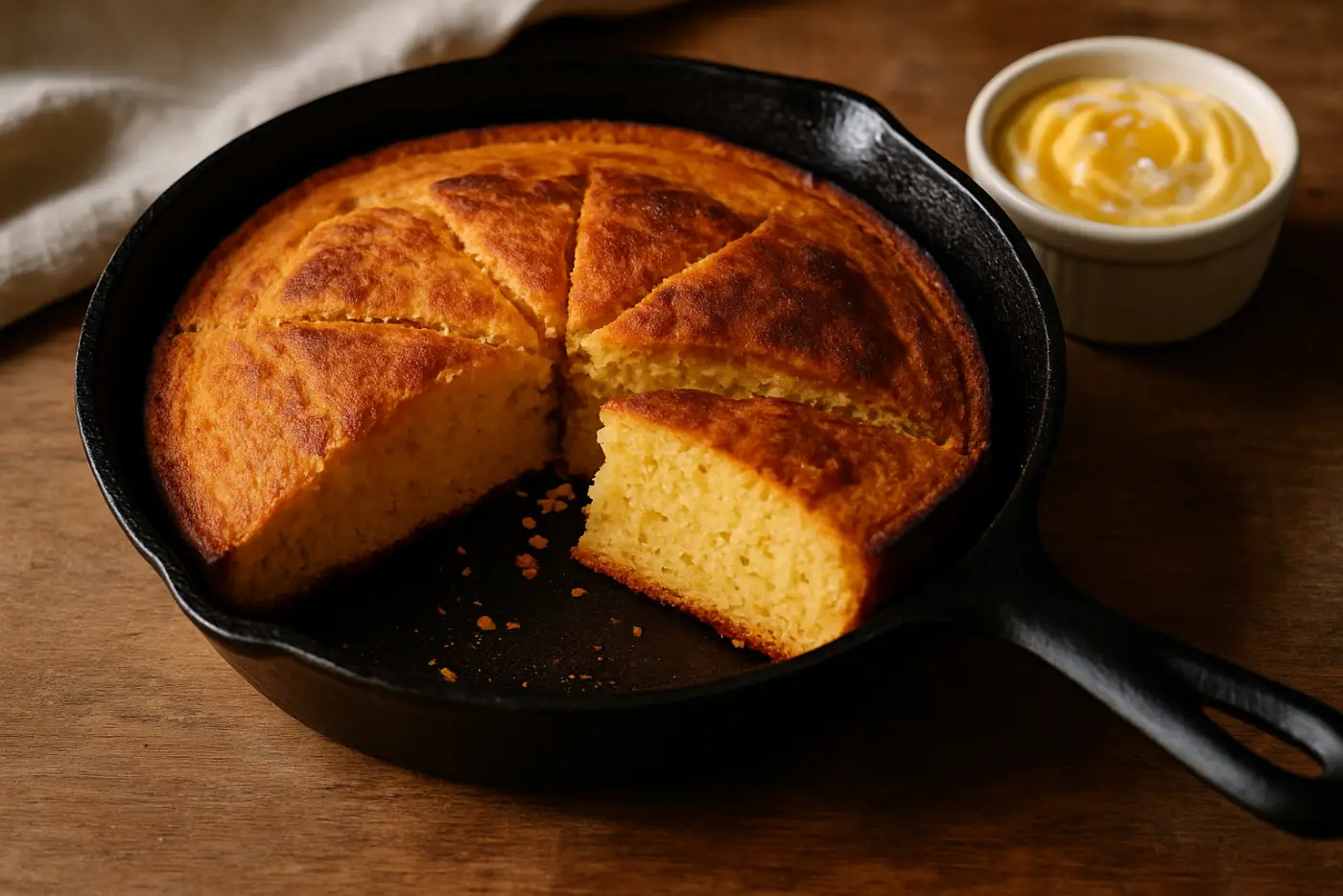 Buttermilk Skillet Cornbread with Honey Butter