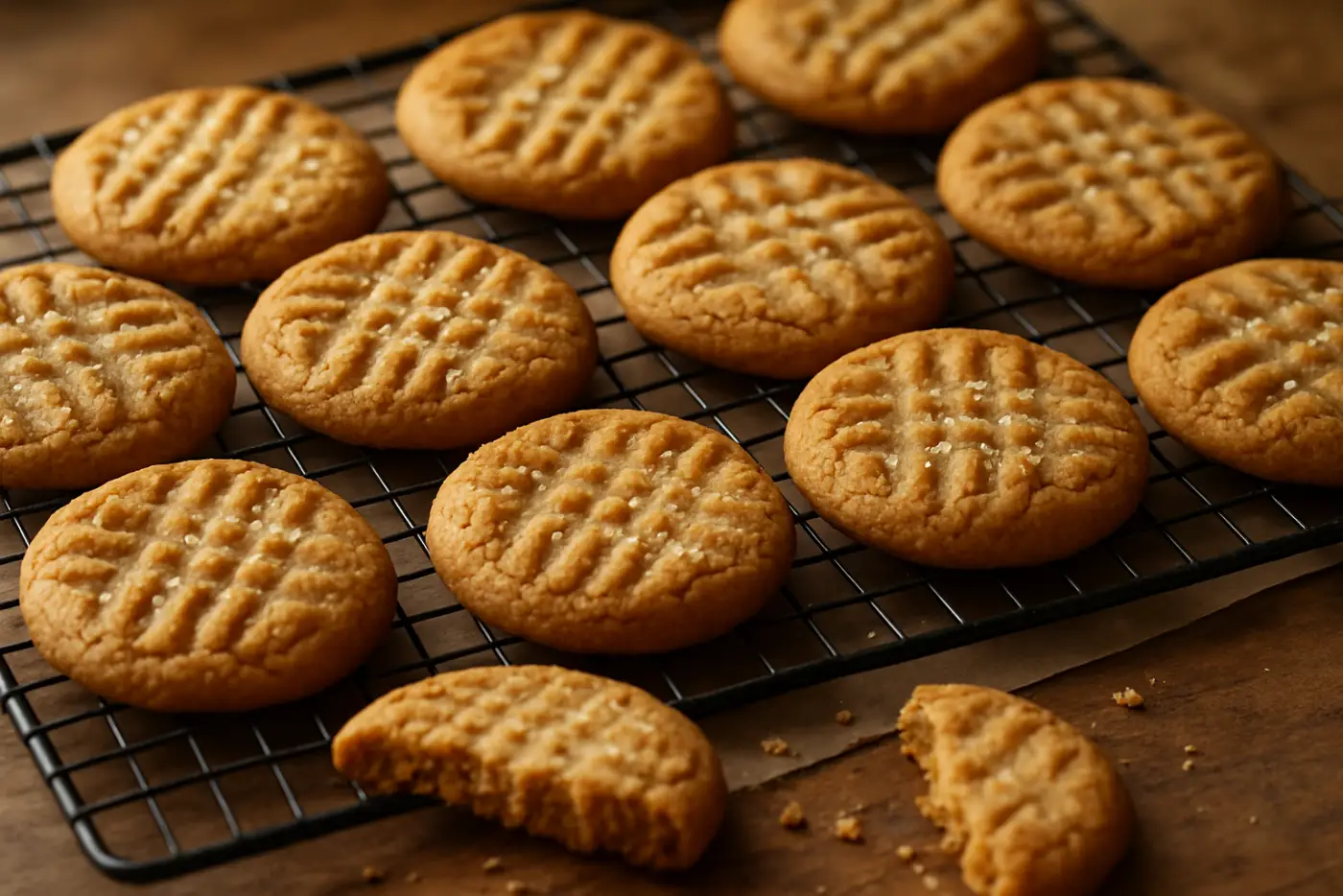 Chewy Peanut Butter Cookies with Sea Salt
