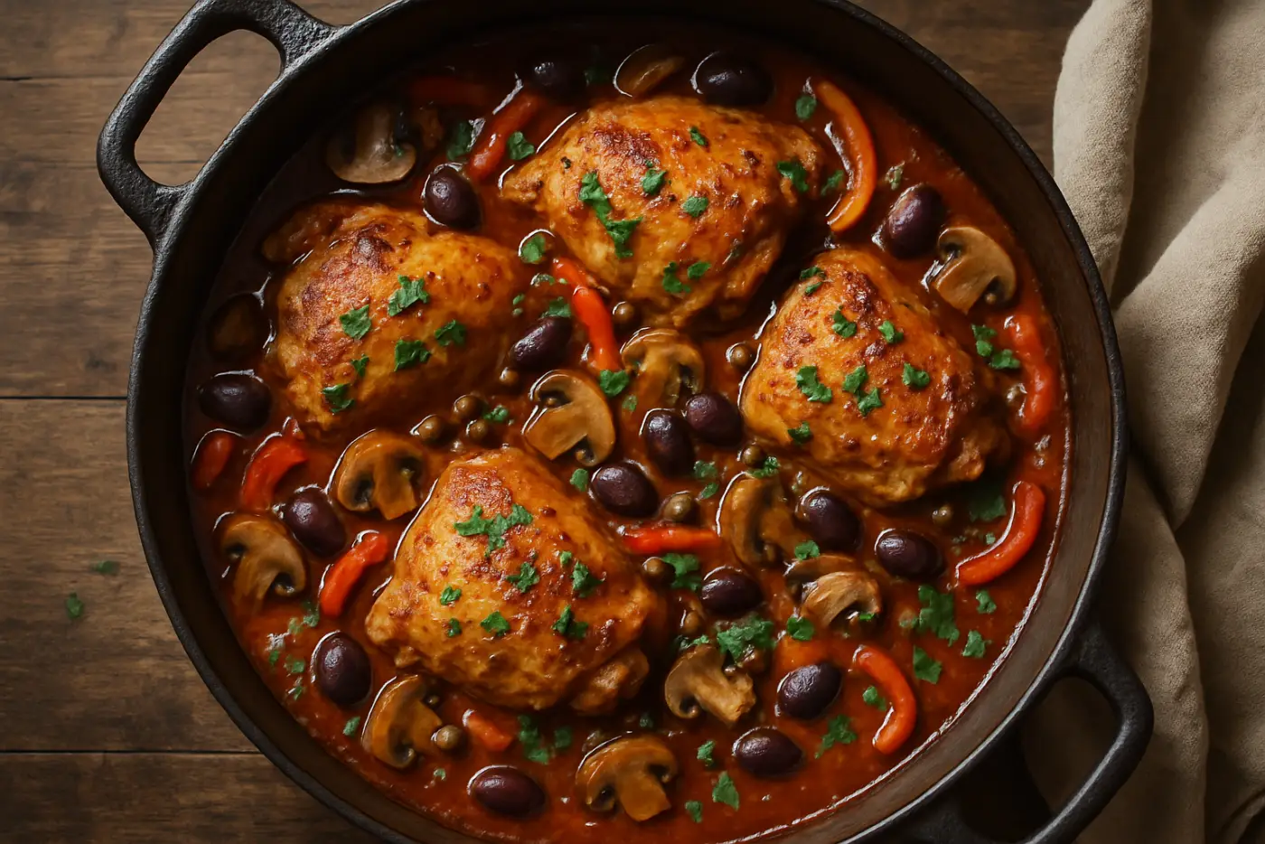 Chicken Cacciatore with Peppers and Mushrooms