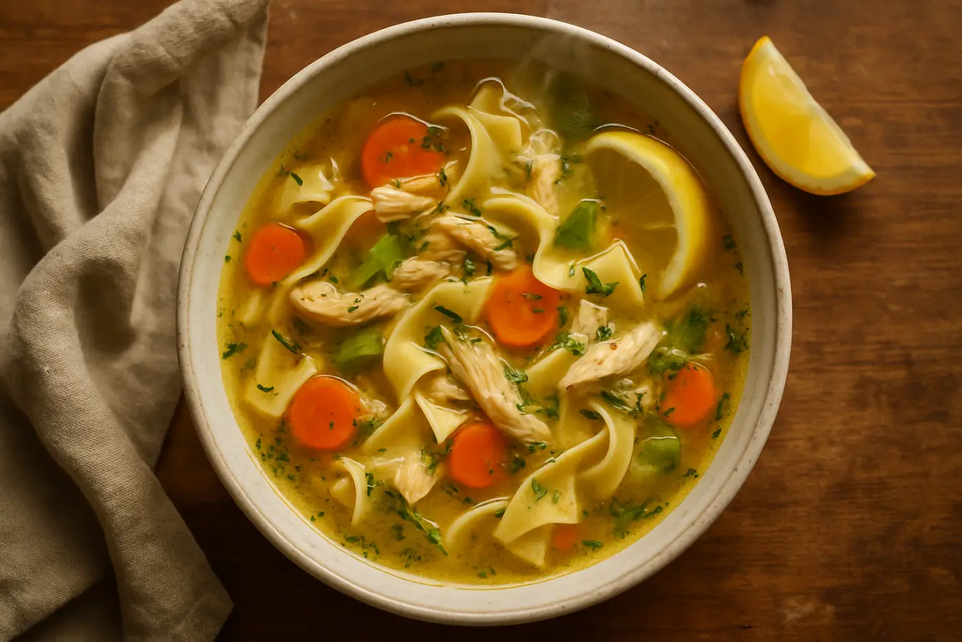 Chicken Noodle Soup with Dill and Lemon