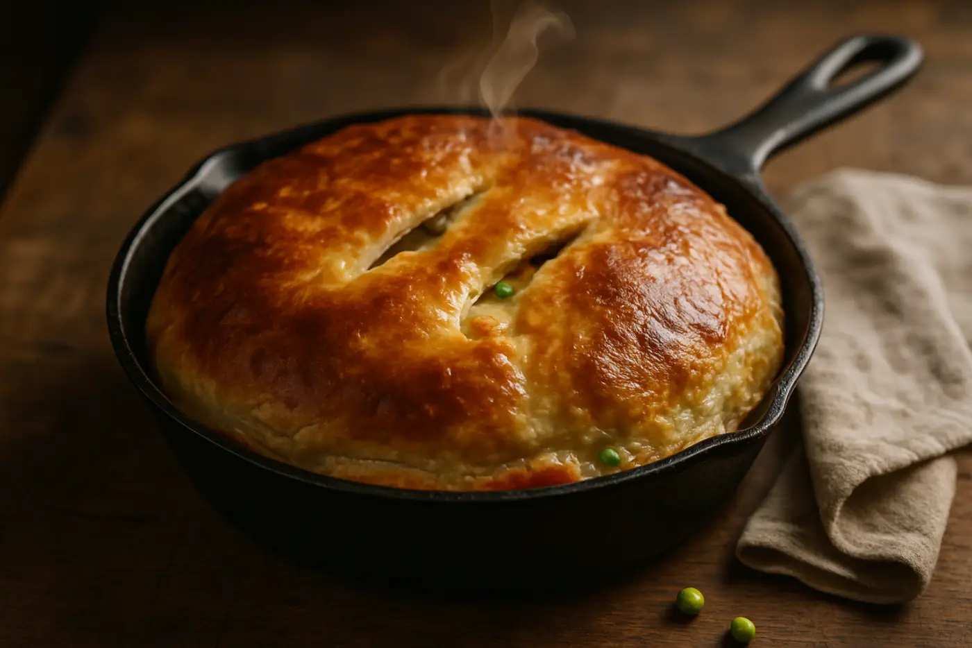 Skillet Chicken Pot Pie with Flaky Crust
