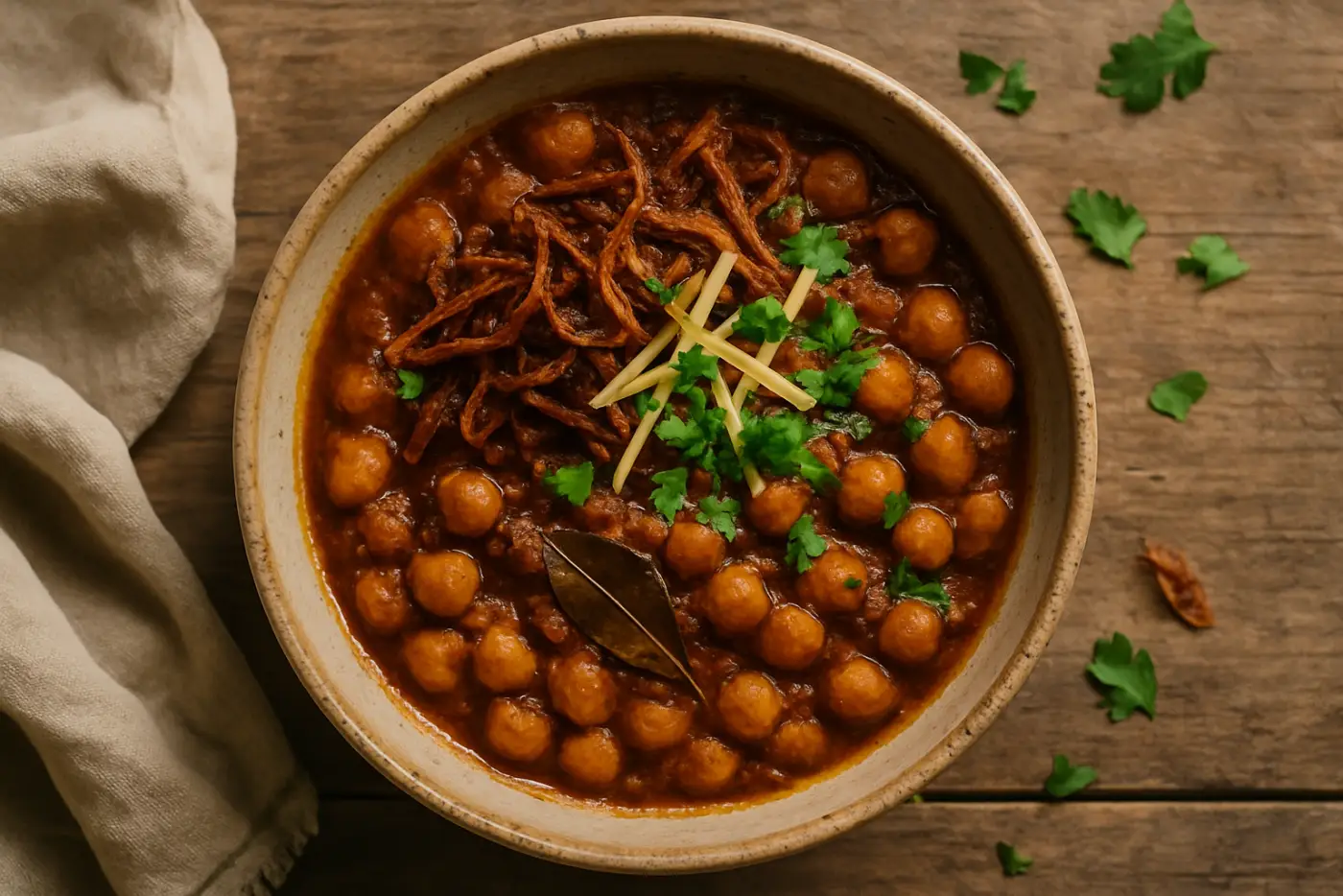 Chickpea Chana Masala with Crispy Fried Onions