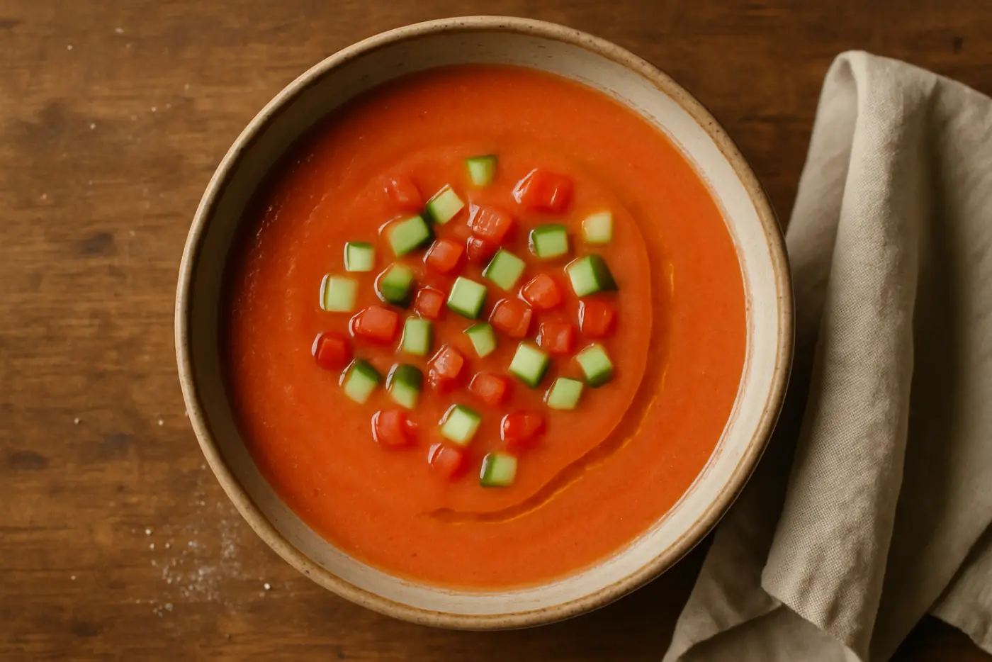 Chilled Tomato Gazpacho with Cucumber