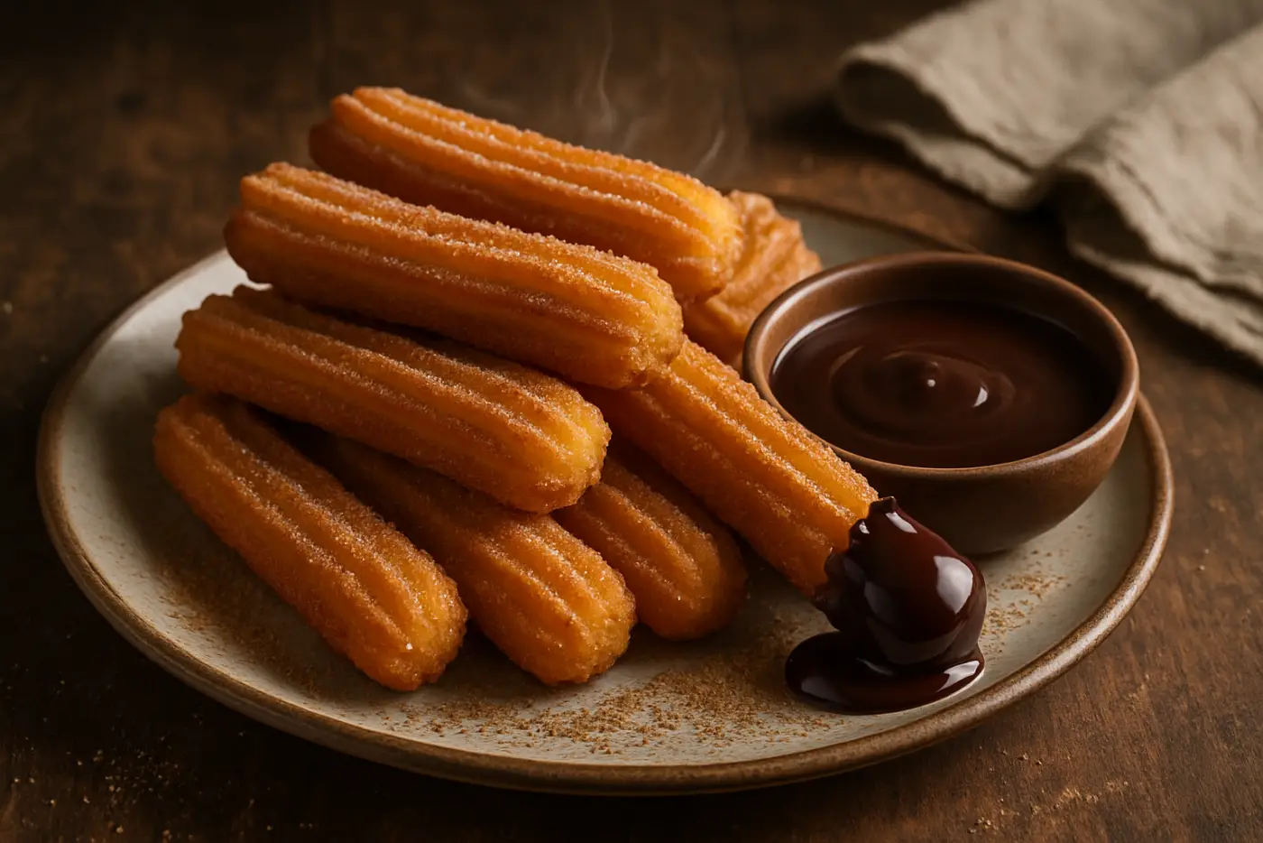 Cinnamon-Sugar Churros with Chocolate Dipping Sauce