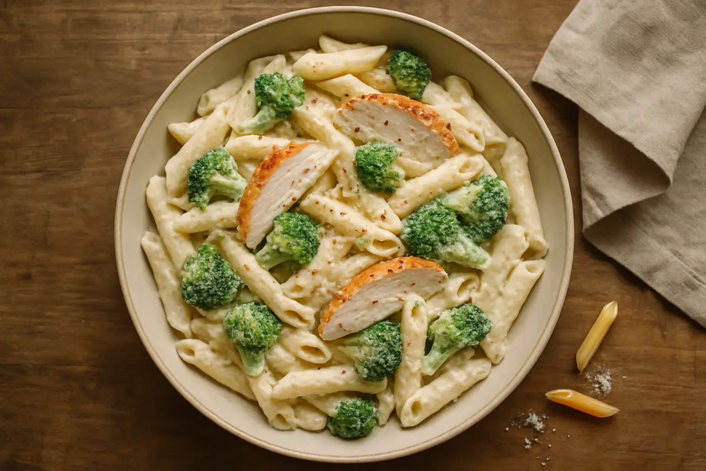 Cottage Cheese Chicken Alfredo with Broccoli