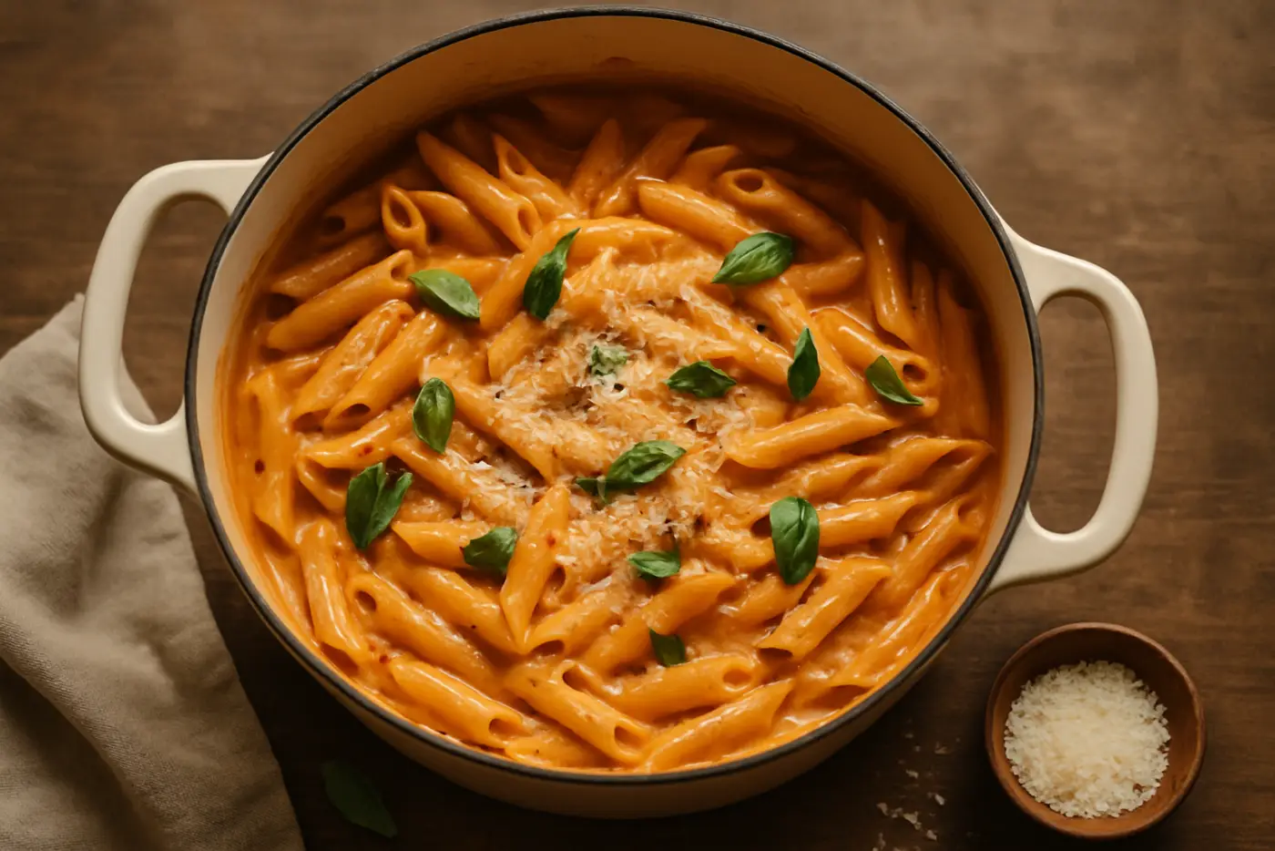 One-Pot Creamy Tomato Pasta with Basil