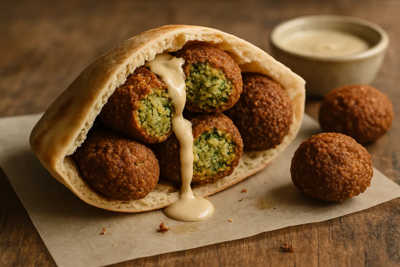 Crispy Chickpea Falafel with Tahini Sauce