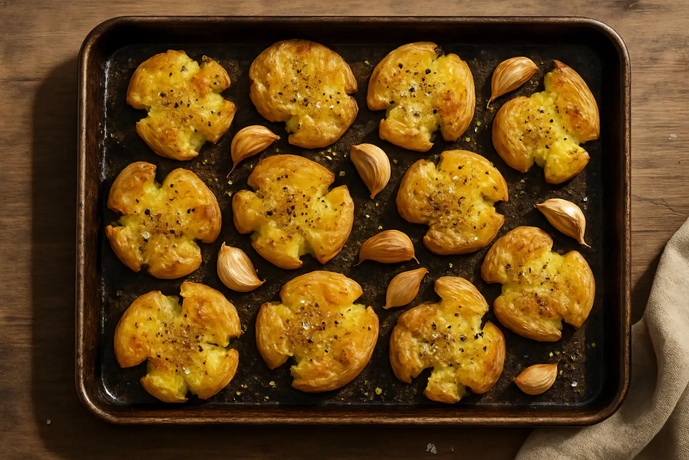 Crispy Smashed Potatoes with Garlic and Rosemary