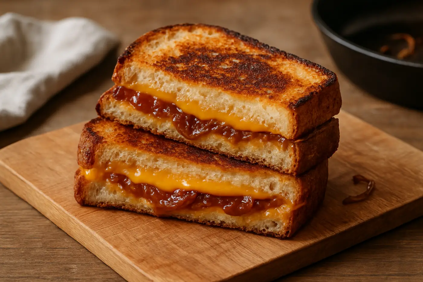 Grilled Cheese with Sharp Cheddar and Caramelized Onions