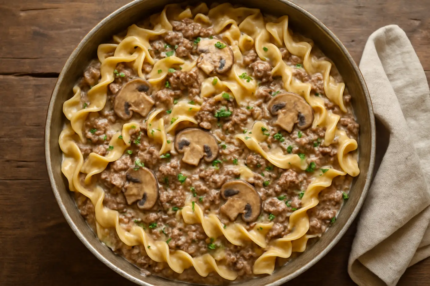 One-Pan Ground Beef Stroganoff