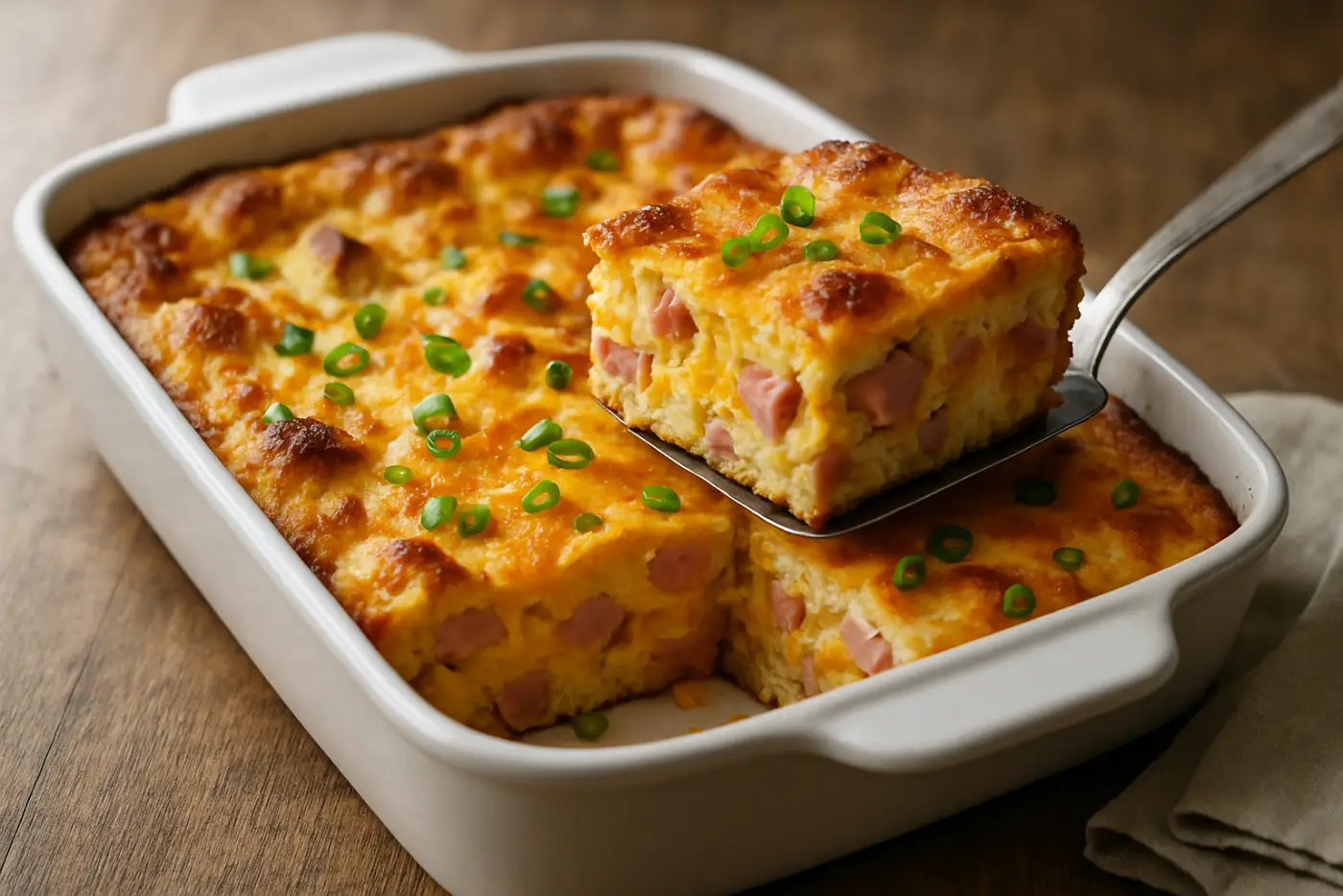 Overnight Ham and Cheddar Strata