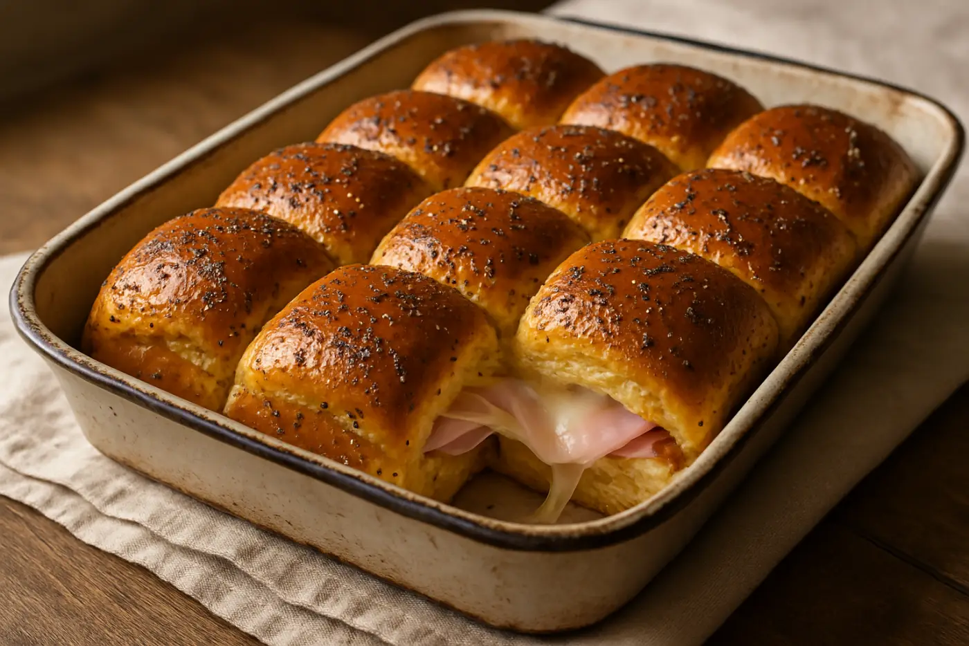 Ham and Swiss Sliders with Poppy Seed Butter
