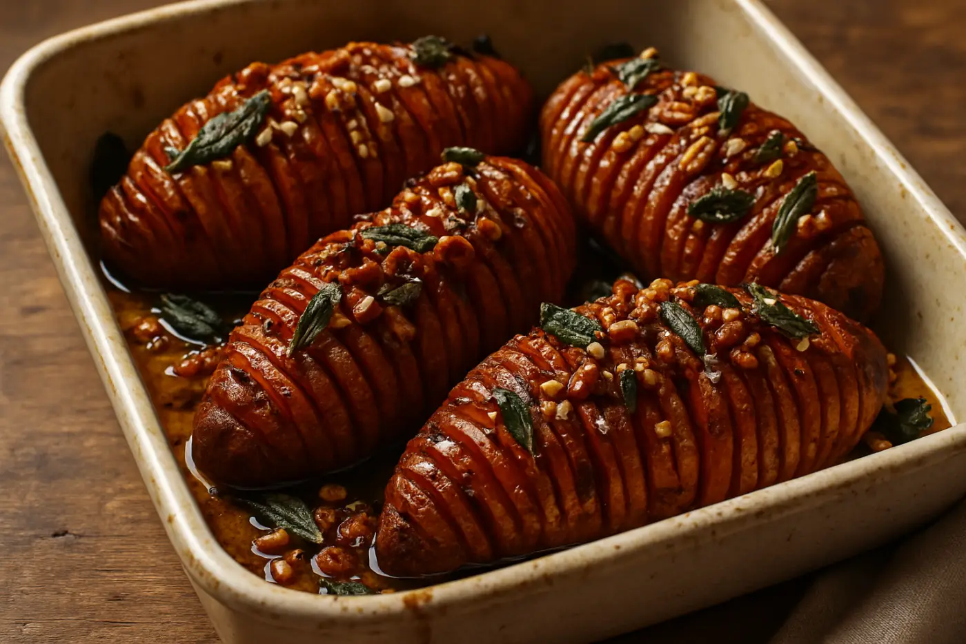 Hasselback Sweet Potatoes with Brown Butter and Sage