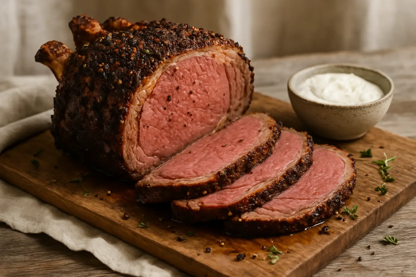 Herb-Crusted Prime Rib with Horseradish Cream