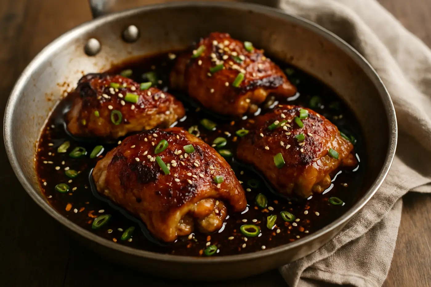 Honey Garlic Skillet Chicken Thighs