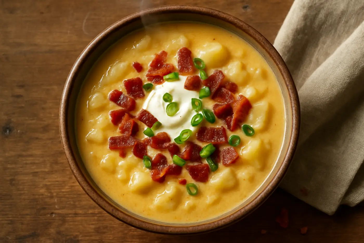 Loaded Baked Potato Soup with Bacon and Cheddar