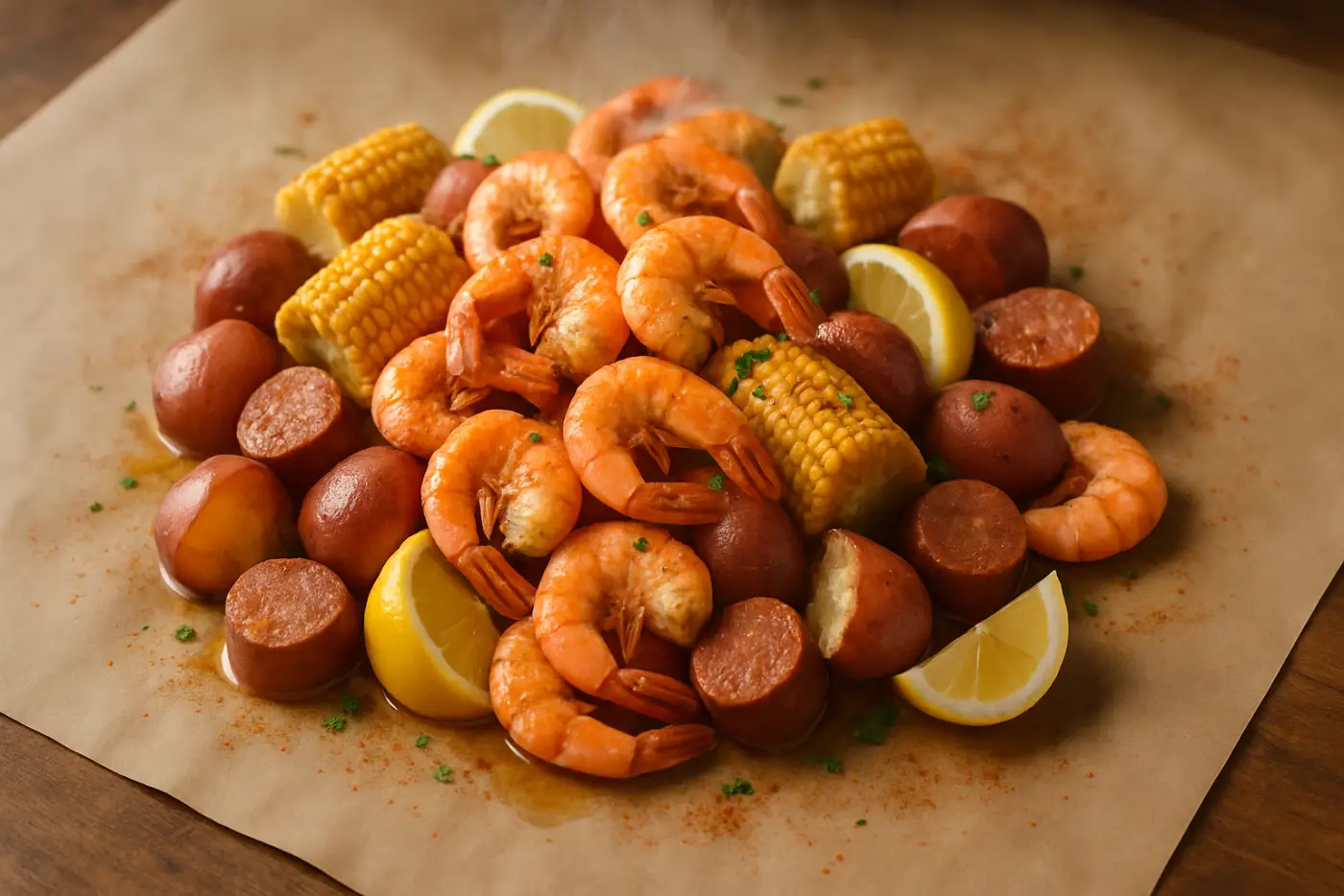 Old Bay Shrimp Boil with Corn and Andouille