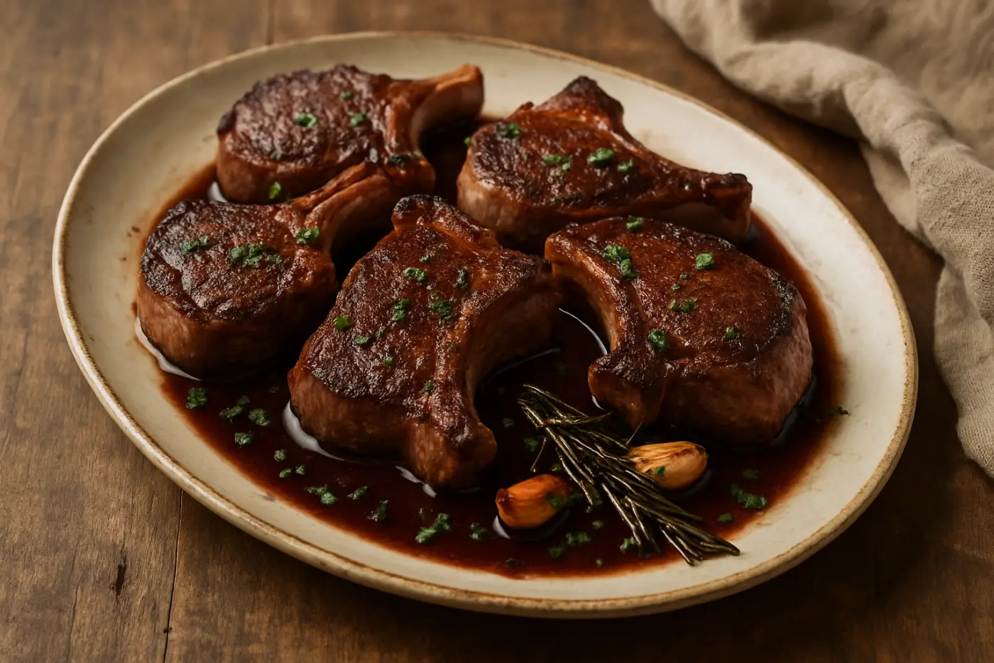 Pan-Seared Lamb Chops with Mint and Red Wine Pan Sauce