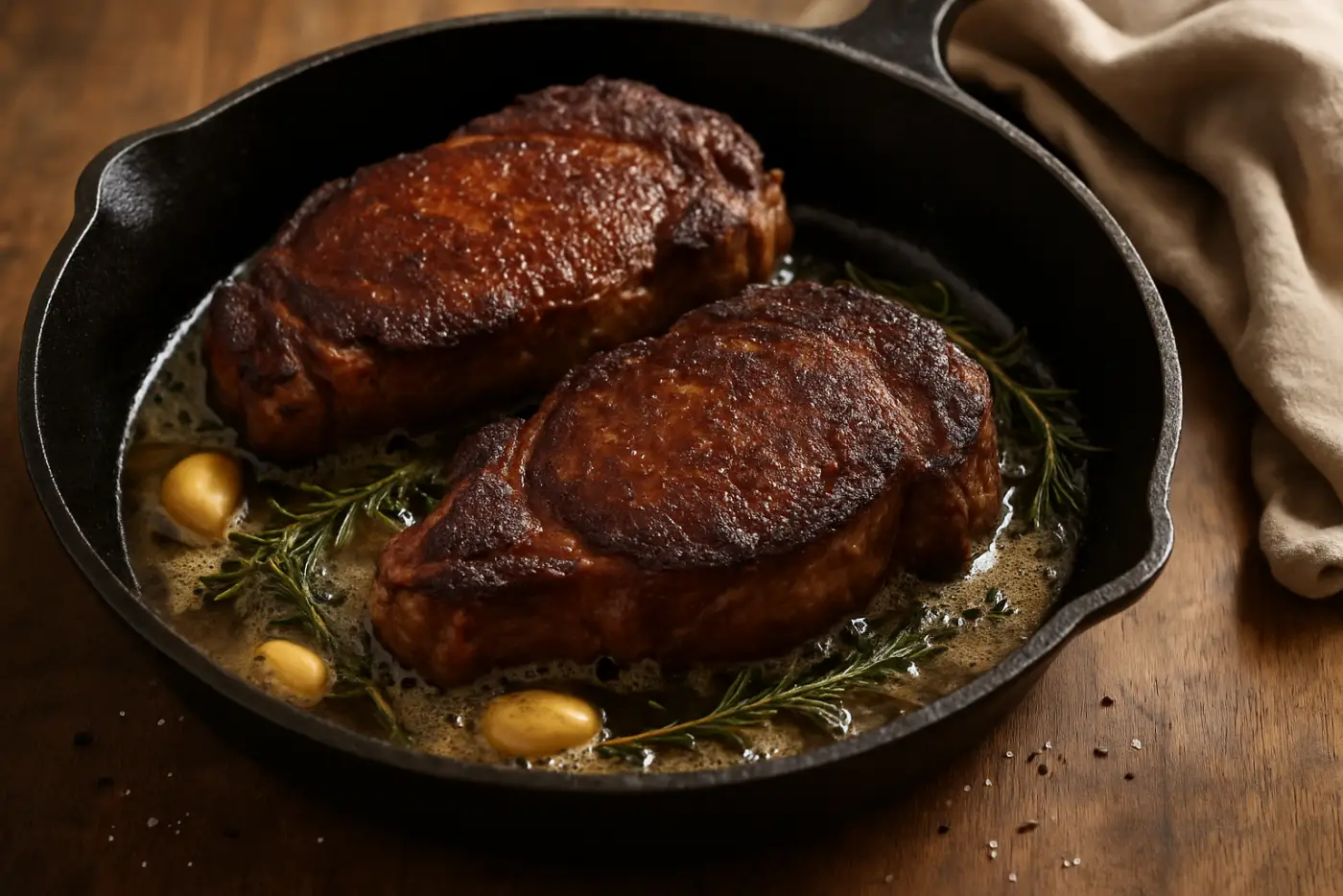 Pan-Seared Ribeye with Garlic-Herb Butter