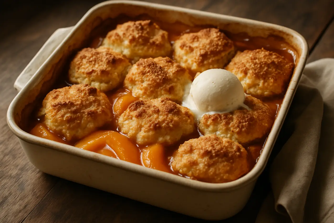 Peach Cobbler with Buttermilk Biscuit Topping