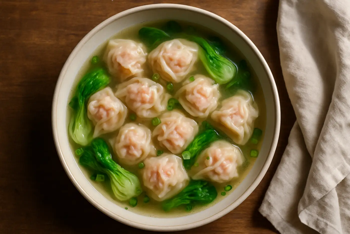 Pork and Shrimp Wonton Soup with Ginger Broth