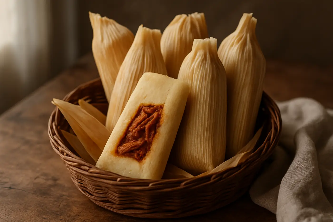 Pork Tamales with Red Chile Sauce