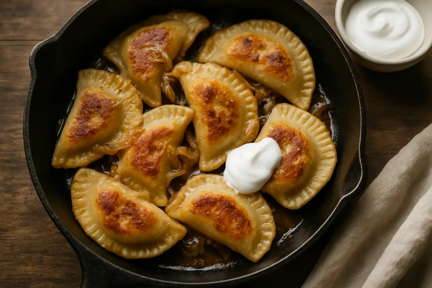 Pan-Fried Potato and Cheddar Pierogi