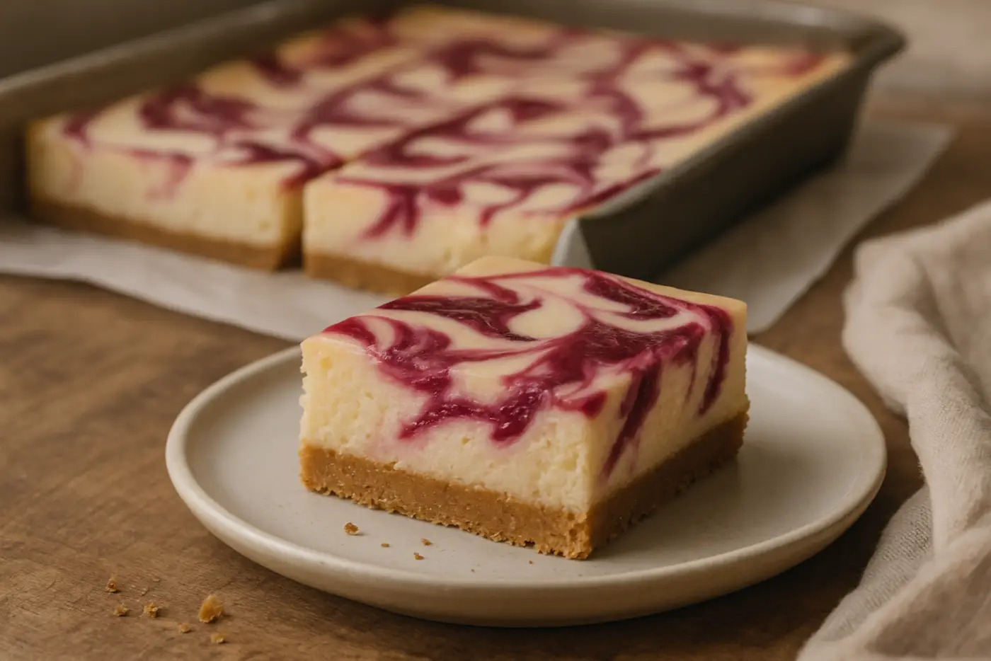 Raspberry Swirl Cheesecake Bars