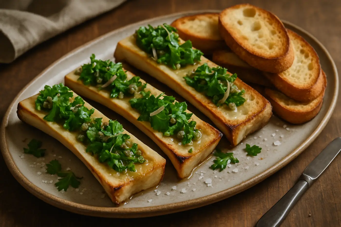 Roasted Bone Marrow with Parsley Salad