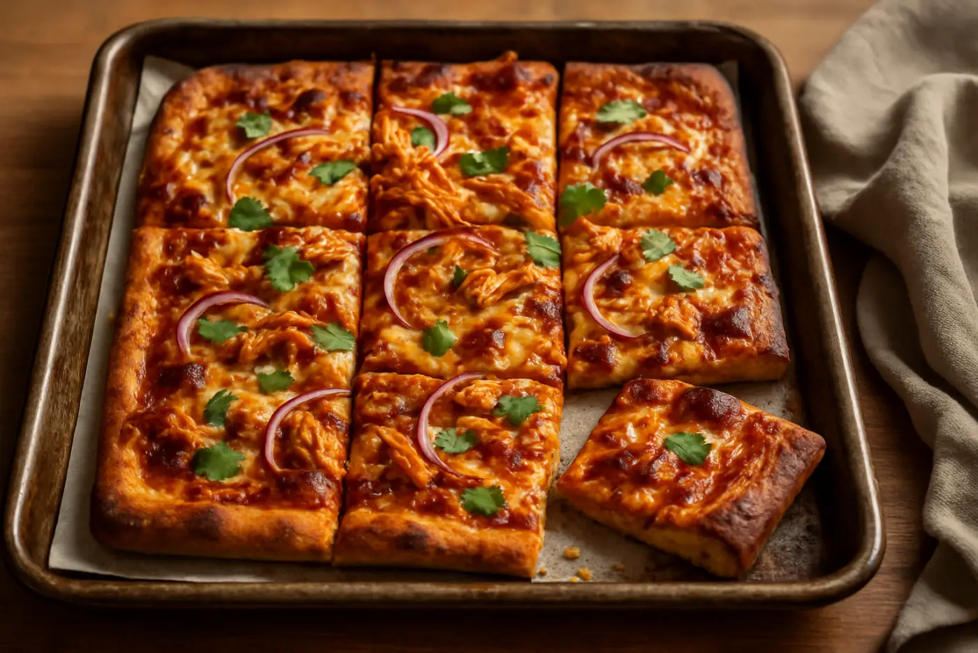 Sheet-Pan BBQ Chicken Pizza with Smoked Gouda