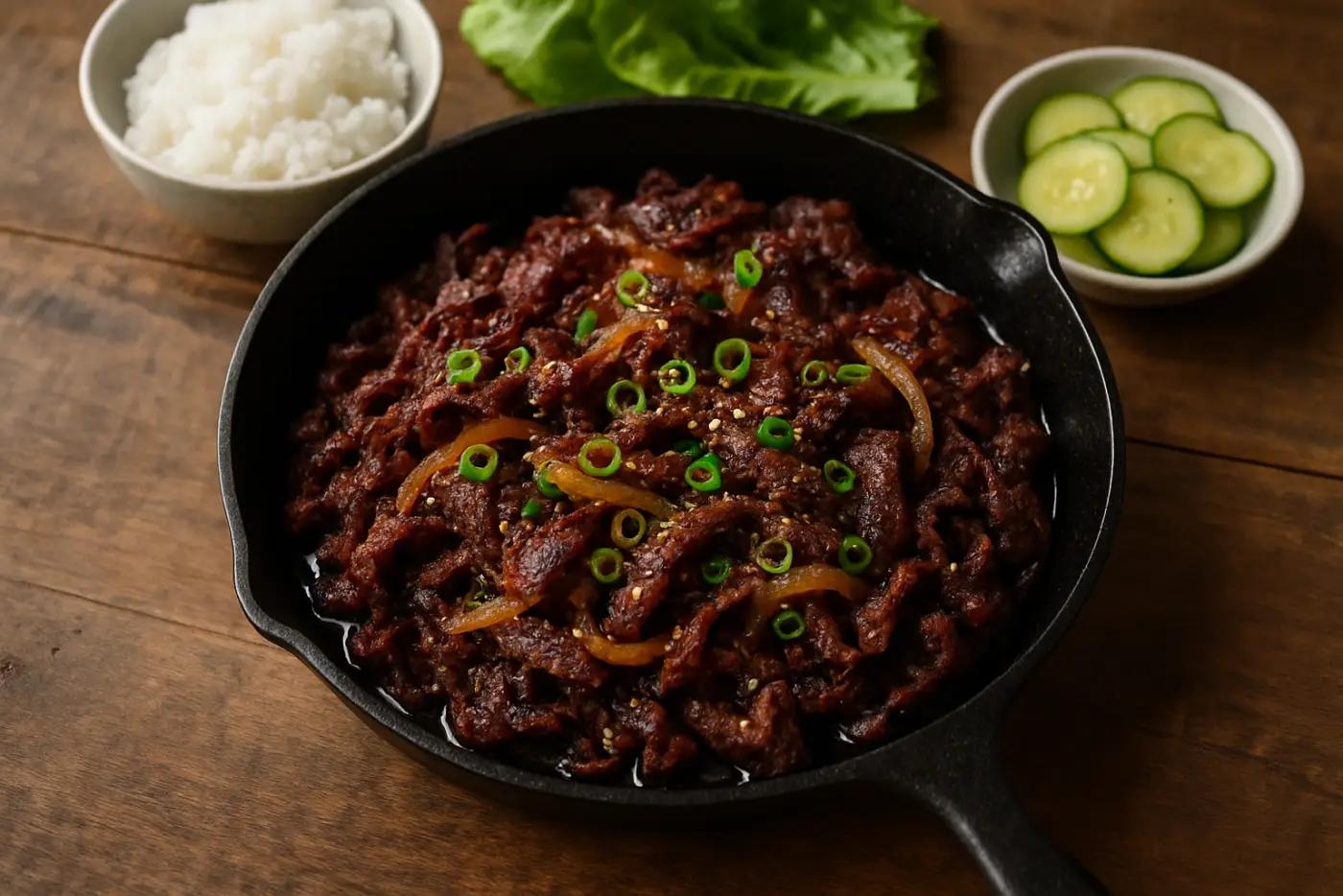 Skillet Beef Bulgogi with Quick-Pickled Cucumbers