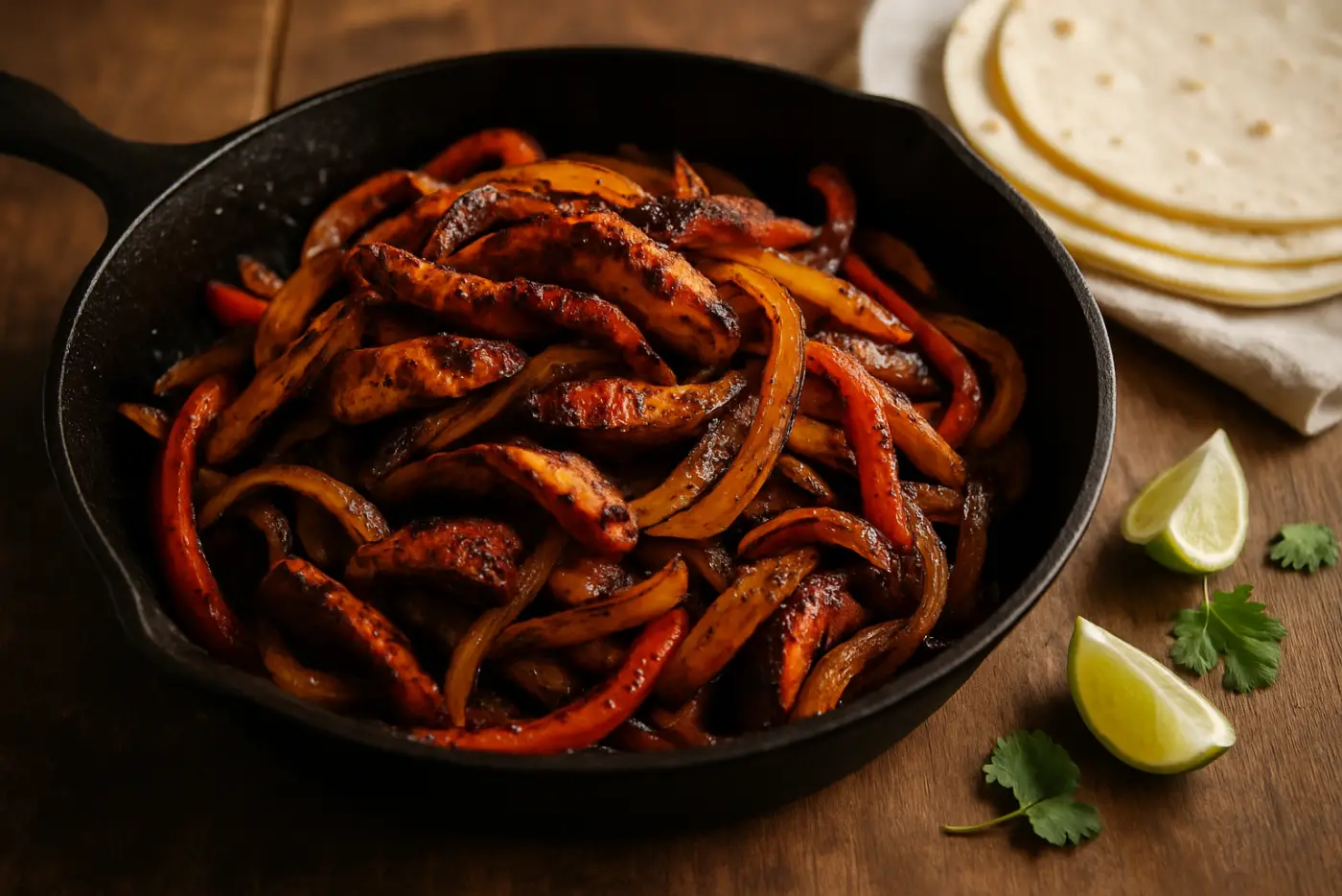 Skillet Chicken Fajitas with Charred Peppers