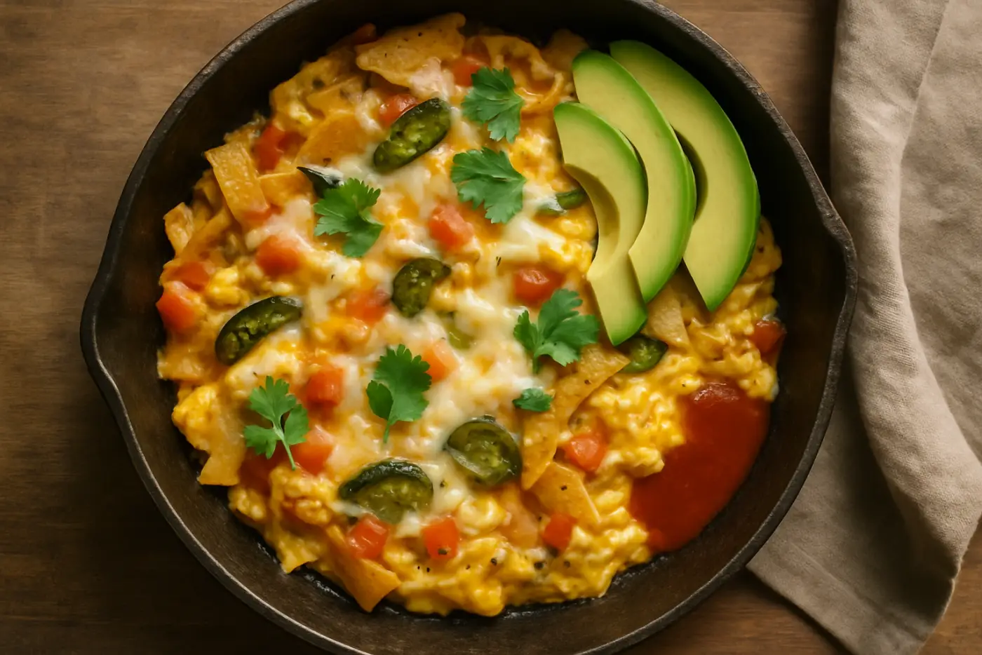 Skillet Migas with Melted Monterey Jack