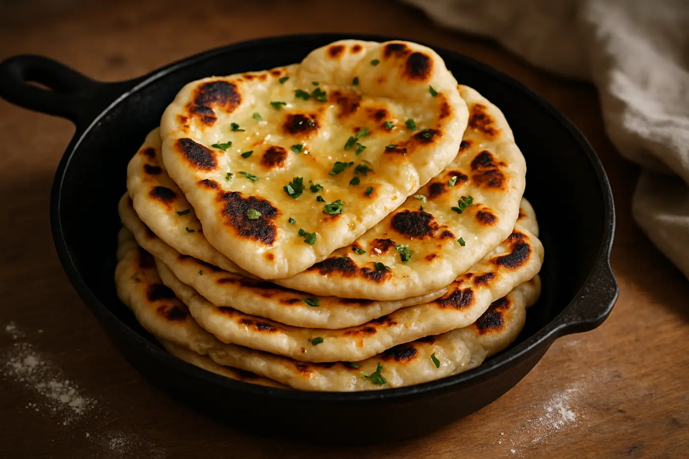 Skillet Naan with Garlic Ghee