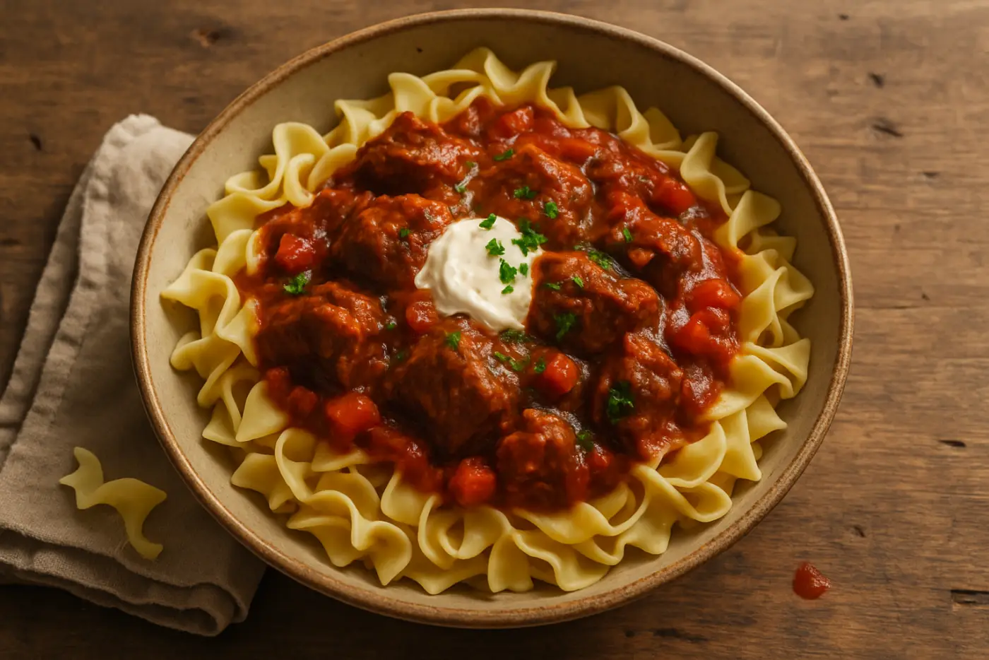 Slow-Braised Beef Goulash with Sweet Paprika