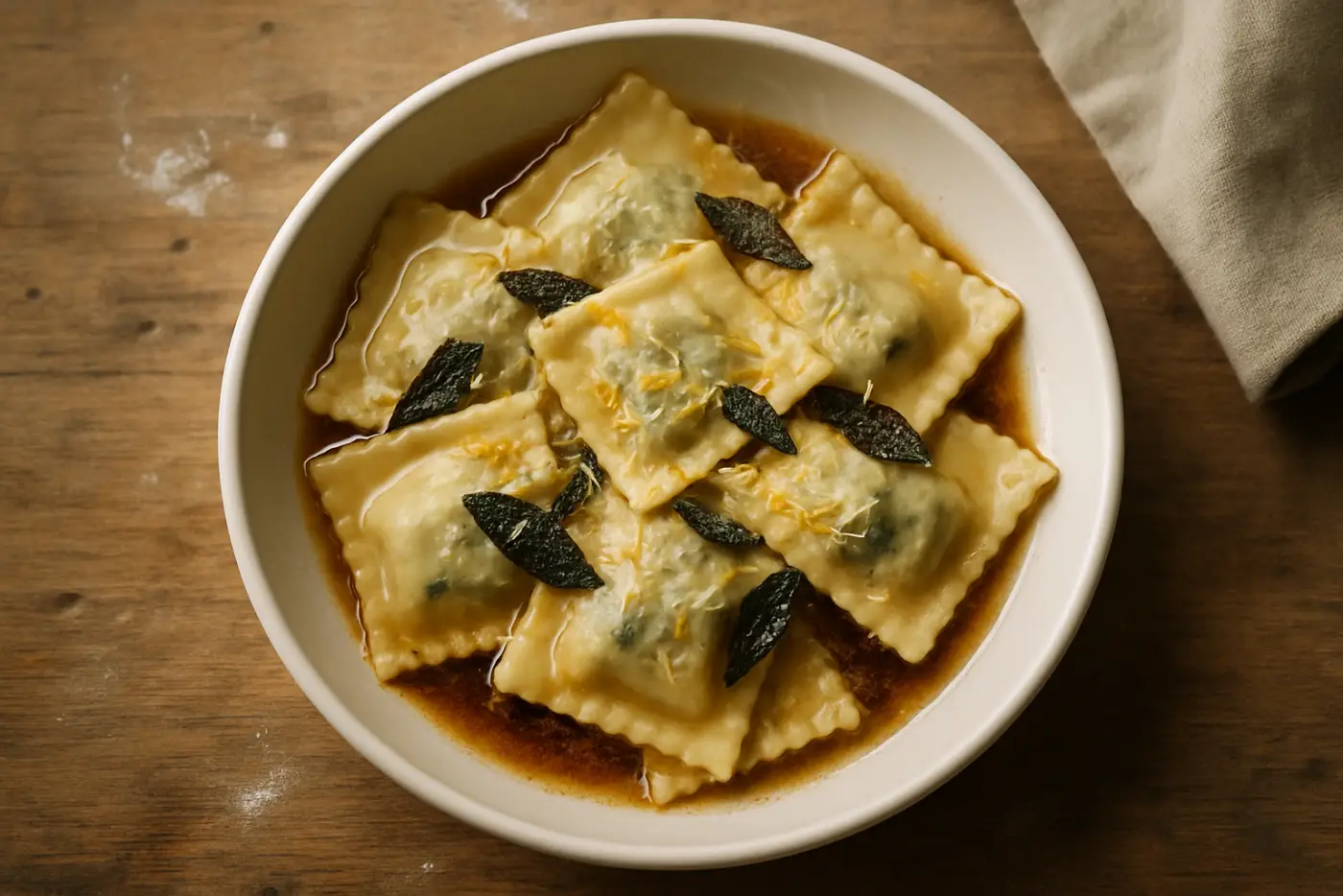 Spinach and Ricotta Ravioli with Sage Brown Butter
