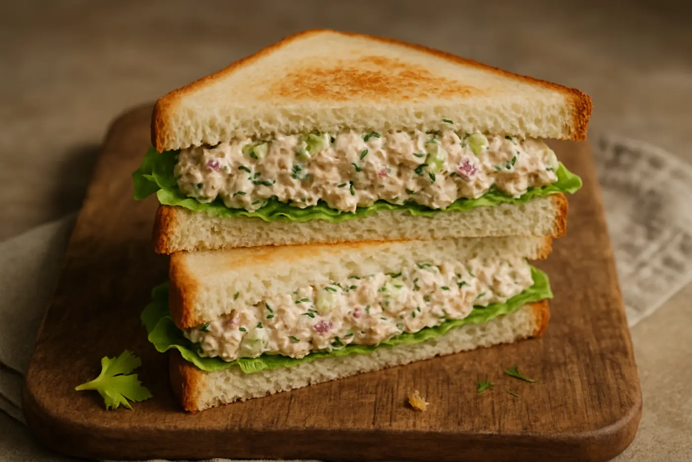 Tuna Salad Sandwich with Celery and Dill