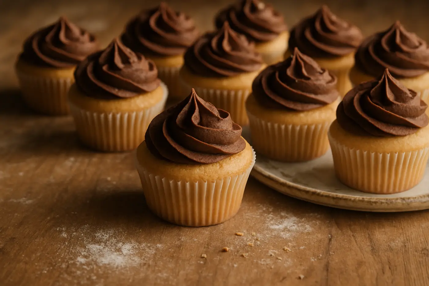 Vanilla Cupcakes with Chocolate Buttercream
